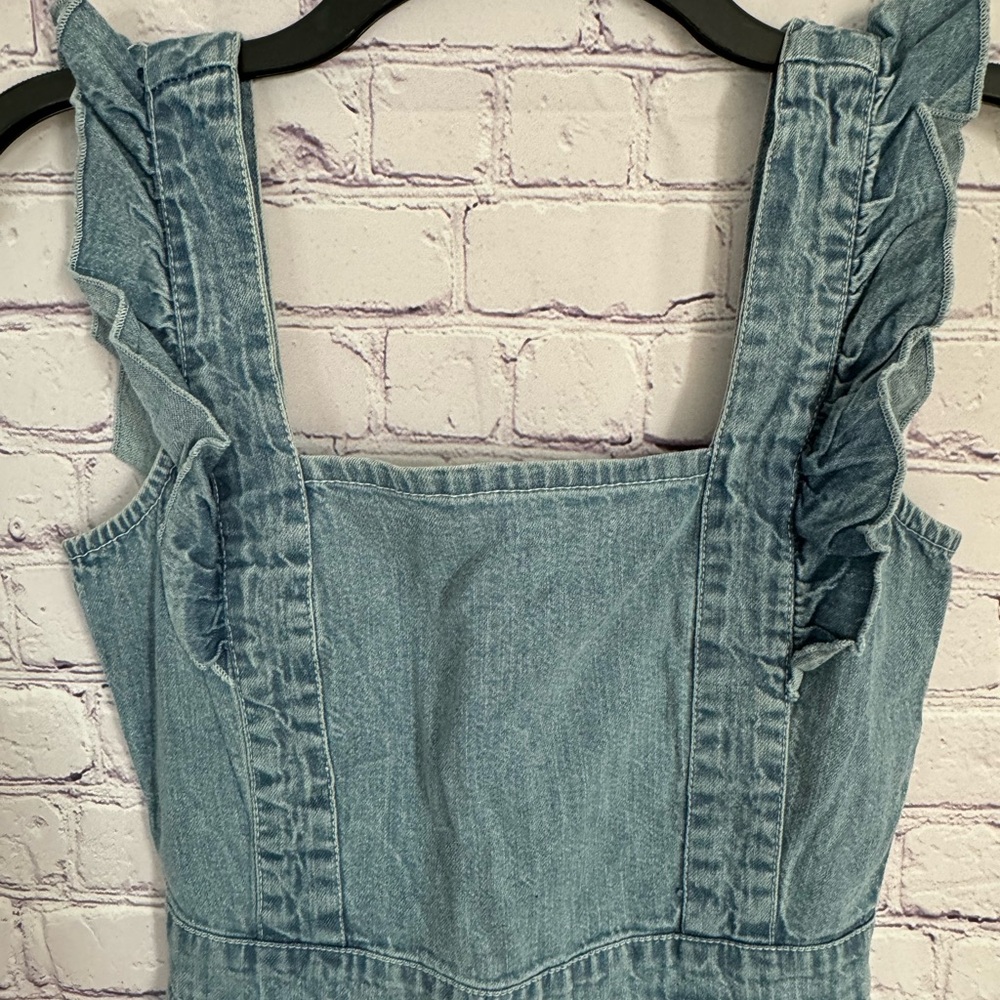 Denim Ruffle Strap Dress - Picture 4 of 8